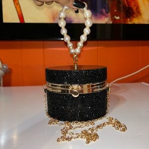 bling black&gold pearl bag